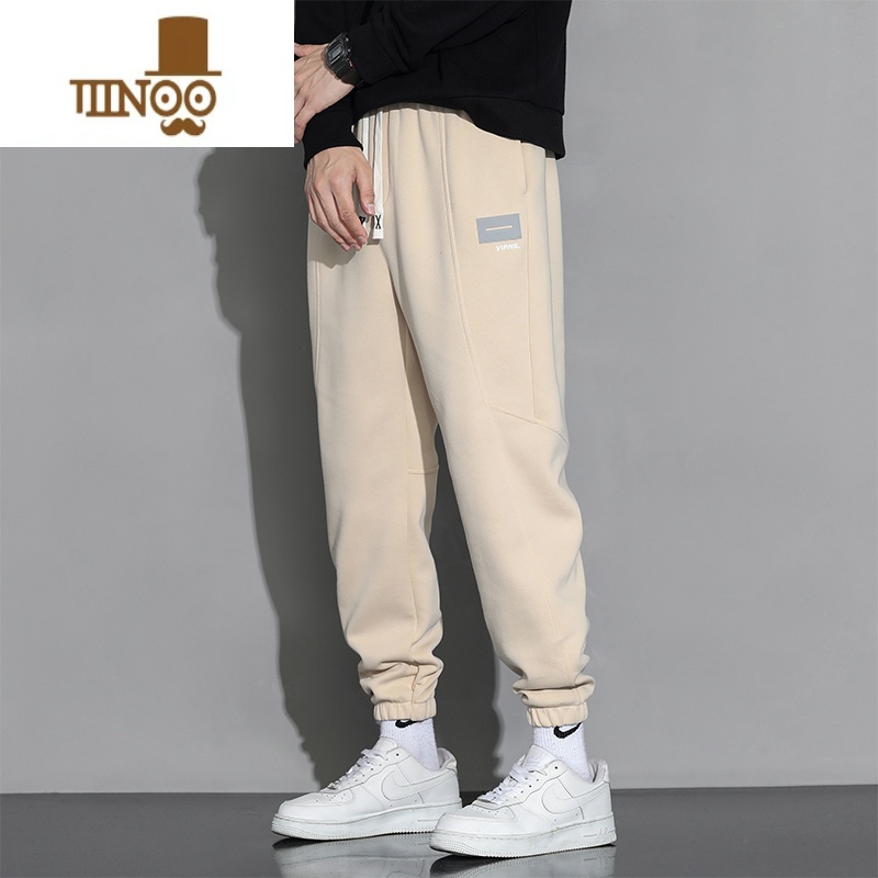 YANXU简约休闲卫裤男士宽松夏季潮流百搭束脚秋季运动工装裤子高清大图