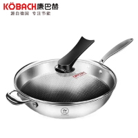 康巴赫(KBH) 德国工艺蜂窝304不锈钢不粘锅炒锅（带附耳）炒菜锅具32cm 平底锅家用电磁炉燃气灶明火通用
