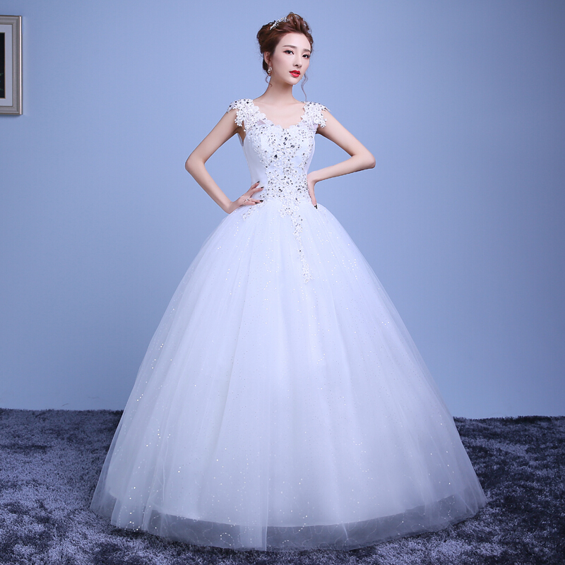 红色婚纱礼服新娘齐地婚纱lyg结婚韩式一字肩V领复古修身显瘦