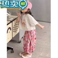 绿彩虹光韩国女童短袖套装2023夏装儿童宝宝夏季卡通洋气衣服女孩两件套潮