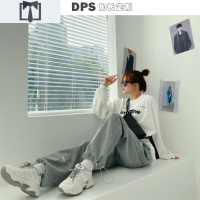 SUNTEKDPS 加长版运动卫裤女高个子175穿搭高腰宽松阔腿针织束脚裤超长休闲裤