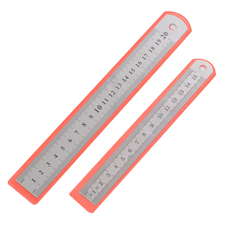 得力 不锈钢直尺小钢尺加厚长学生用测量文具不锈钢尺子钢板 20cm(宽26mm*厚0.7mm)5只/包高清大图