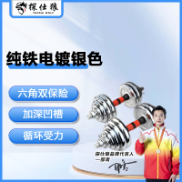 探仕狼 哑铃男士健身家用套装纯铁电镀杠铃可调节重量一对 电镀银色 10KG 5kg2
