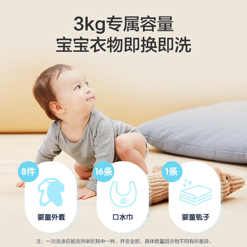 海尔(Haier)家用迷你洗衣机 全自动波轮3KG公斤 母婴儿童内衣裤婴儿宝宝洗 健康除菌XQBM30-218高清大图