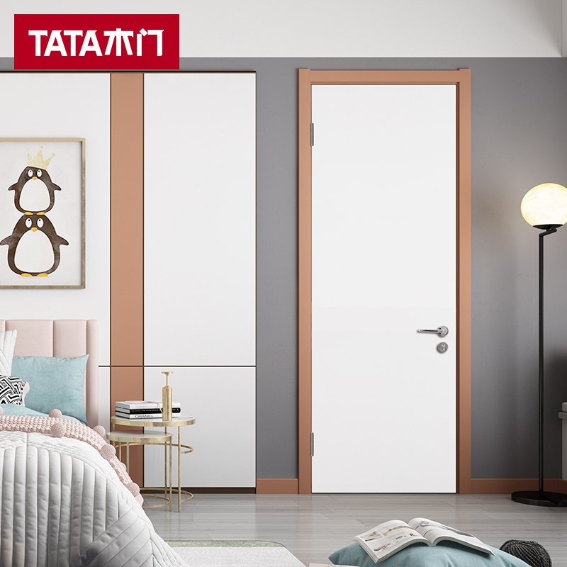 tata木门欧式简约室内门全屋定制实木复合油漆磁吸静音门jo018xj视频
