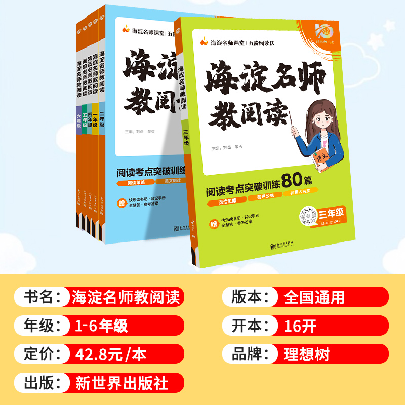 小学语文字词句打卡计划 小学六年级 [正版]海淀名师教你阅读真题80篇一年级二年级三四五六年级小学语文阅读理解强化训练每高清大图