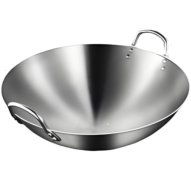 炯毅 不锈钢双耳炒锅无涂层尖底锅电磁炉燃气 双耳炒锅 50cm 个高清大图