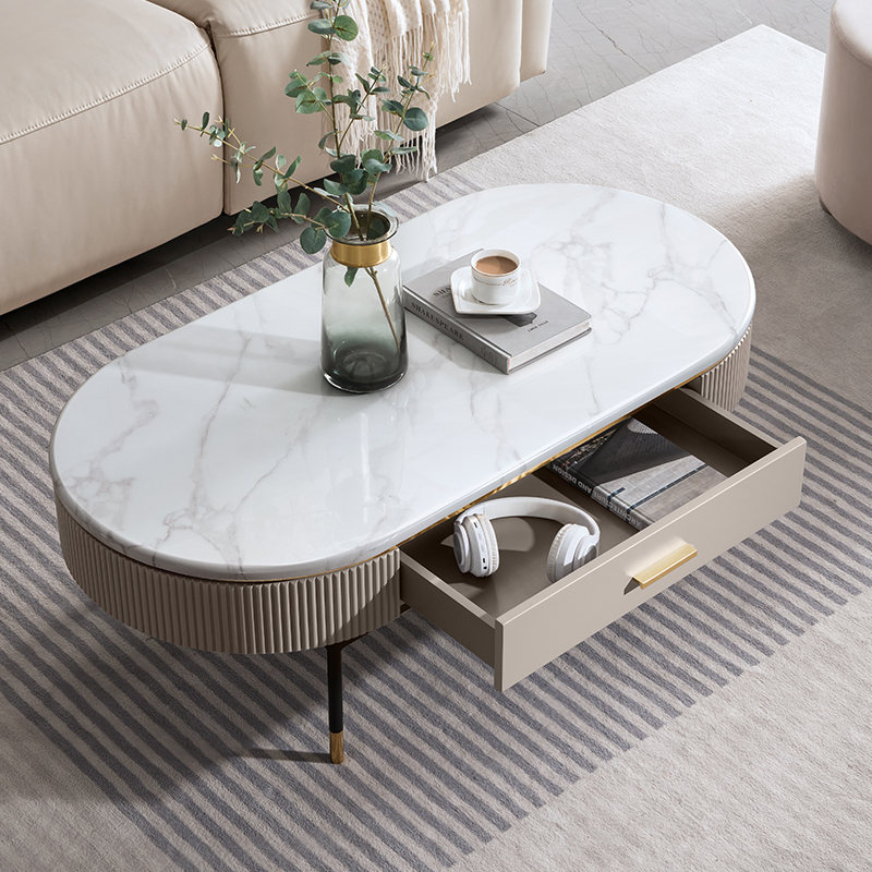 芝华仕cheers芝华仕意式轻奢大理石茶几小户型现代椭圆形客厅家用茶桌