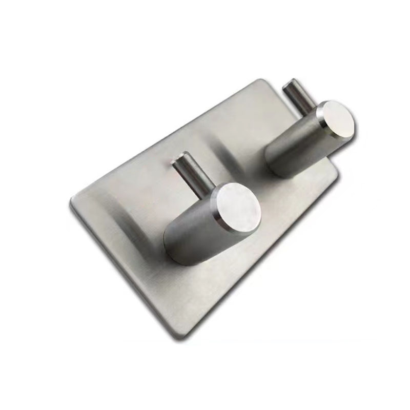 LONMATE 304不锈钢免打孔强力胶挂衣钩双钩110719 一个高清大图