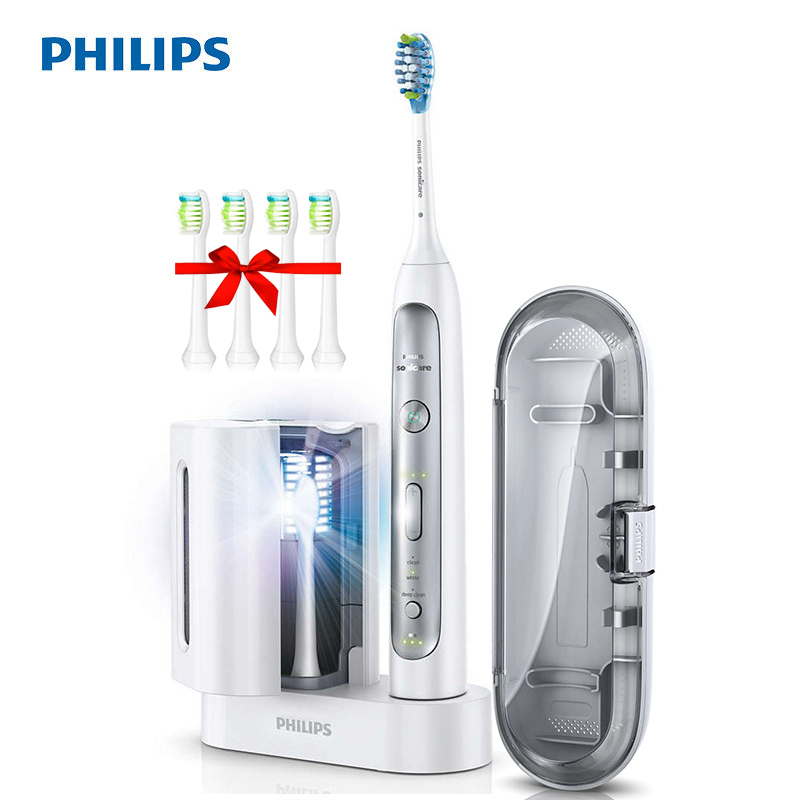 飞利浦(Philips) 声波震动 电动牙刷HX9172 成人 充电式 牙刷头 紫外线 消毒器