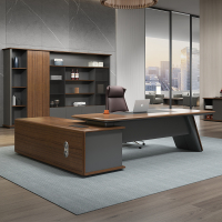 易企采 200*80CM单桌不含椅 办公桌烤漆贴实木皮老板主管经理办公桌办公室简约现代总裁桌大班台