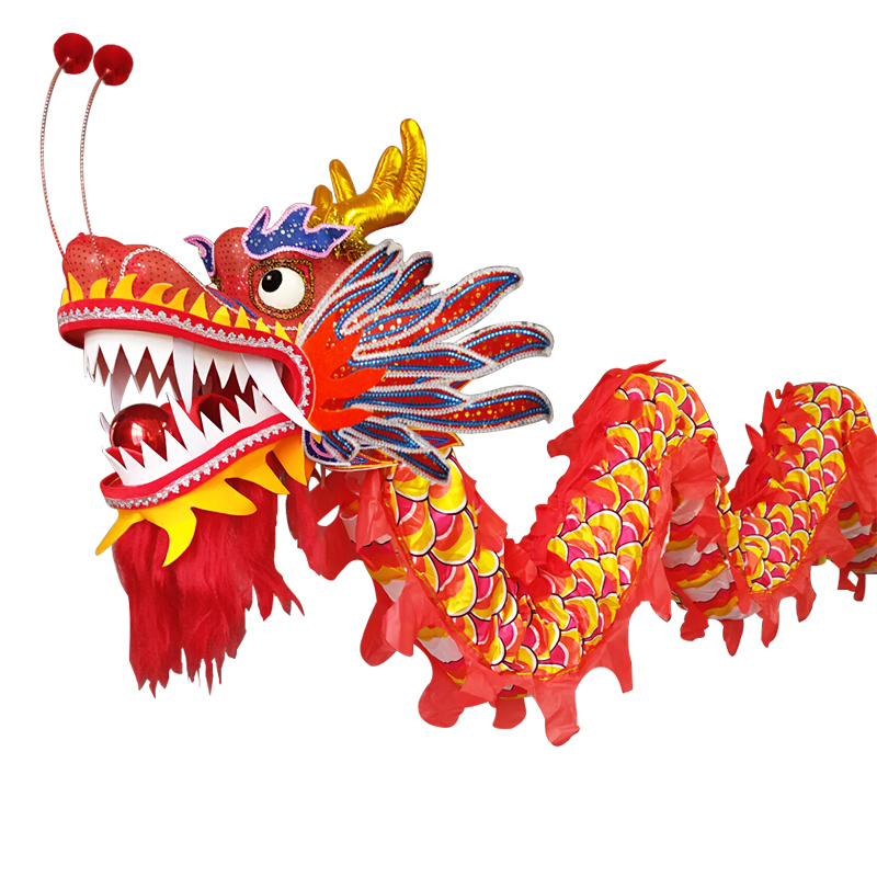 风雷缘wl15节红色舞龙舞狮道具龙头龙珠舞龙服装红龙绸布龙牛津烫金龙