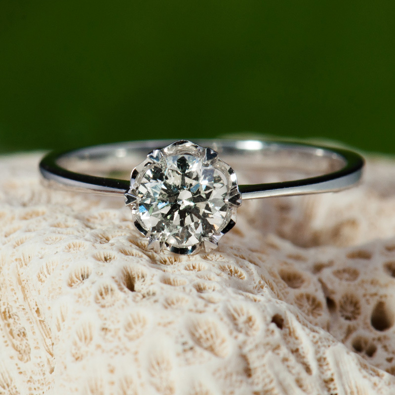 梦克拉 18k金钻石戒指 50分钻戒 结婚钻戒女戒 花开