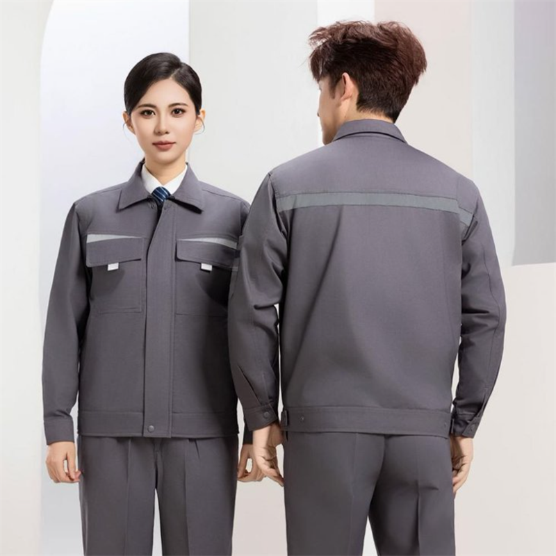 京嘉(JINGJIA)A522涤棉磨毛双层 深蓝浅灰色 可定制LOGO 劳保工作服劳保服男女同款高清大图