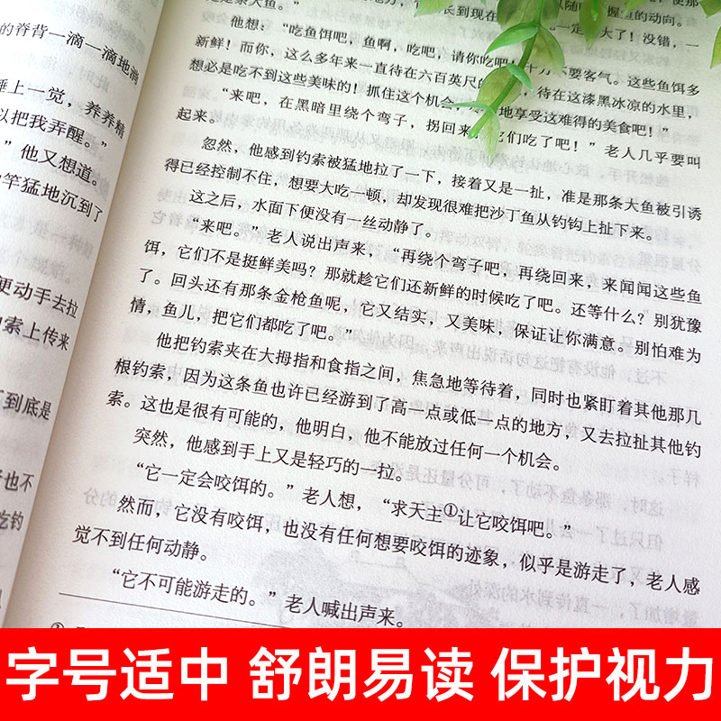 世界经典 文学名著[老人与海] [正版]老人与海海明威原版原著经典世界文学名著小说乞力马扎罗的雪五六年级小学生初中生高中高清大图