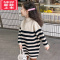 可莉允女童秋冬装毛衣裙2022新款韩版洋气女孩条纹针织外穿中长款连衣裙