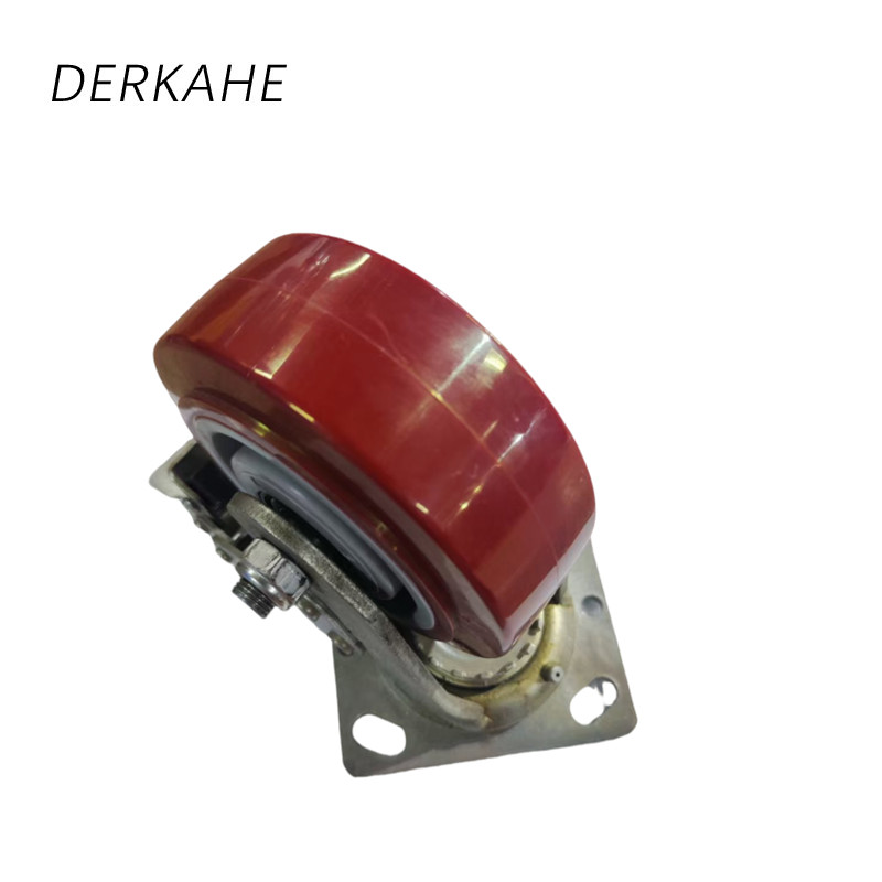 DERKAHE 重型手推车聚氨酯轮 φ125×50(5寸) 万向刹车款 个高清大图