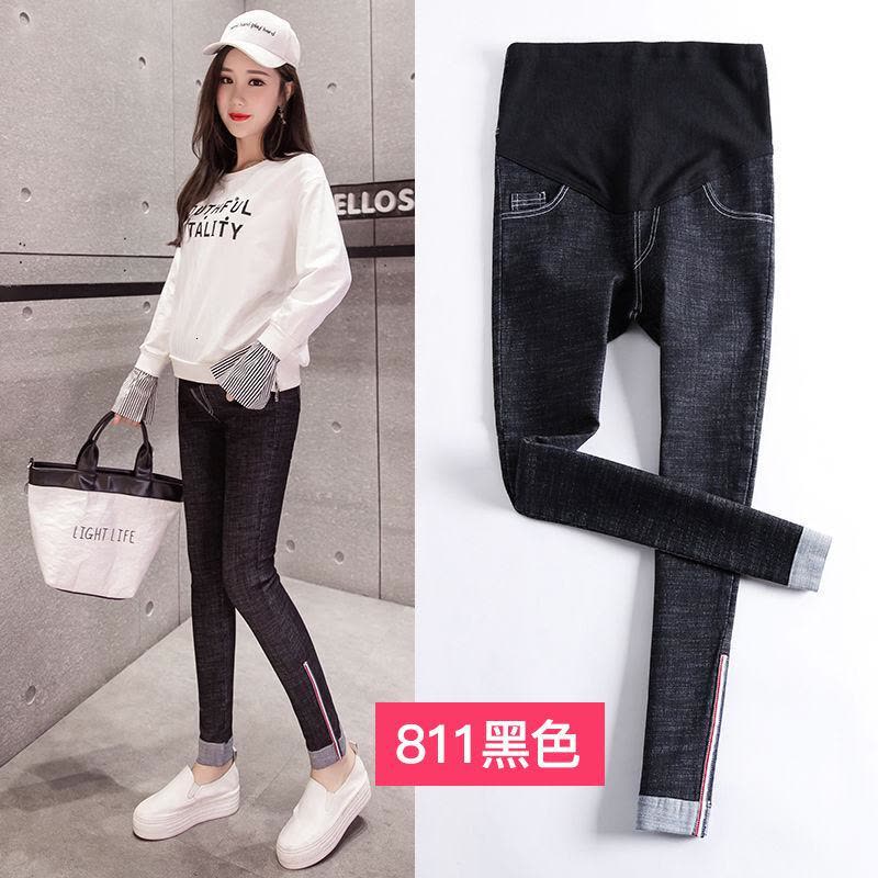 孕妇裤子春秋外穿孕妇装春装牛仔孕妇长裤春夏弹力打底裤怀孕裤子图片