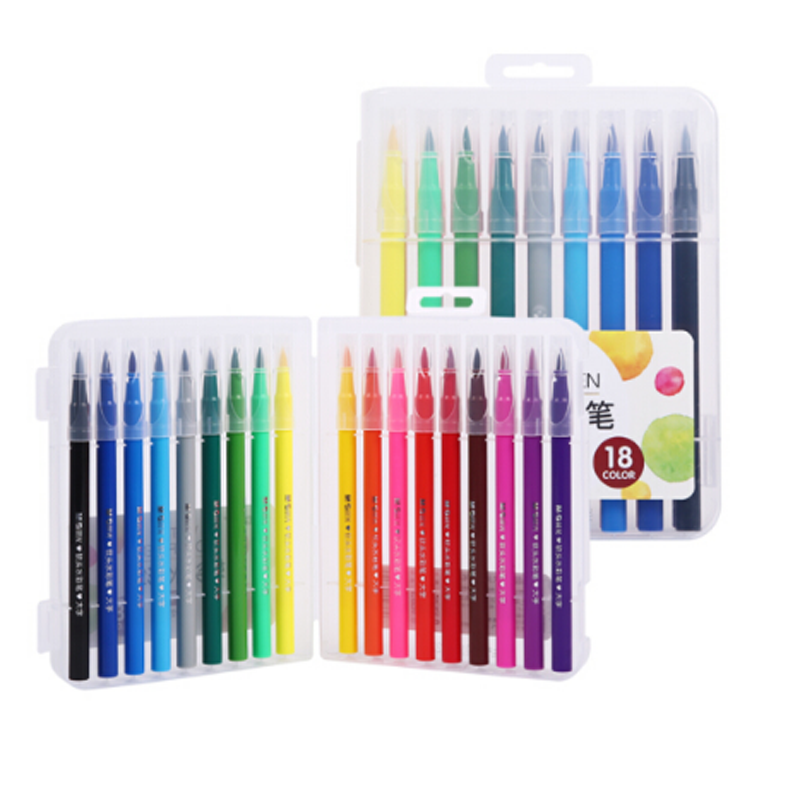 晨光mg18色纤维软头水彩笔圆杆儿童绘画笔18支盒acp92168