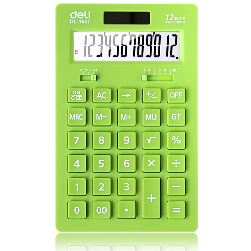 得力(deli)1657A计算器 12位数大屏幕太阳能亮彩计算器颜色随机