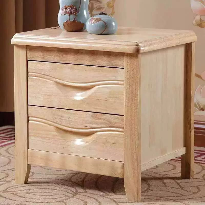 湘渭床头柜简约现代卧室床边储物柜升级款原木色50*41*50cm
