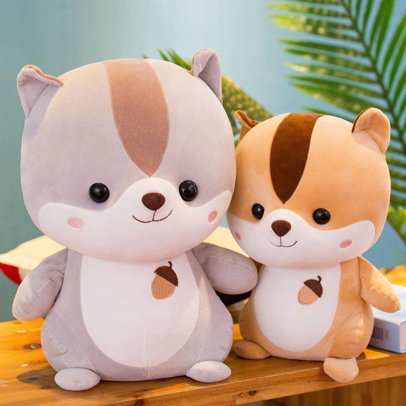 ins网红软体可爱松鼠公仔布娃娃毛绒玩具睡觉玩偶送女生生日百斯媚