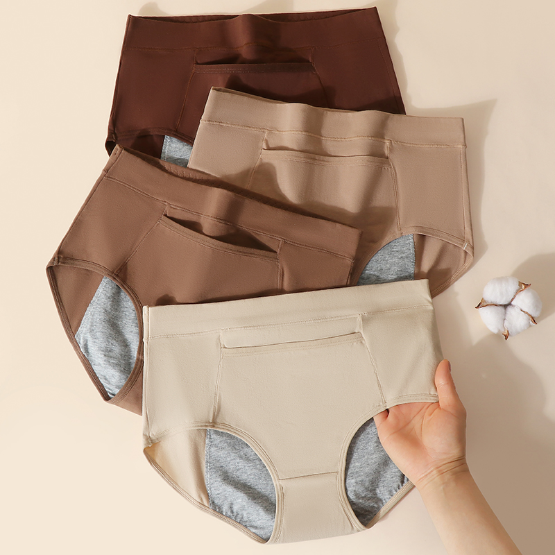 [3条装]猫人纯棉生理裤女士内裤高腰护腹2025新款例假防侧漏女生内裤高清大图