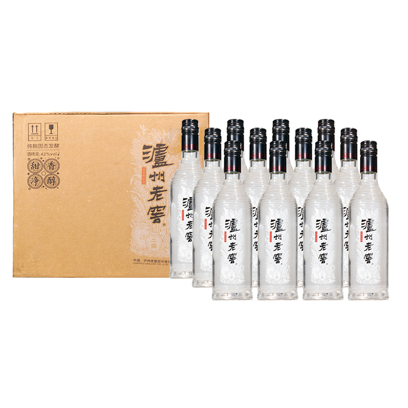 泸州老窖 黑盖 二曲 42度500ml*12瓶 浓香型白酒 光瓶纯粮酒 2970