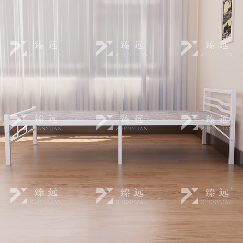 臻远 ZY4052504 钢木床简易折叠床单人床两折 0.8米白色