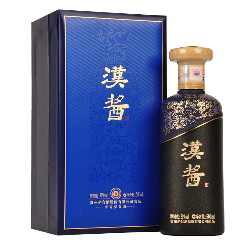 moutai茅台汉酱51度酱香型白酒礼盒装含礼袋500ml单瓶