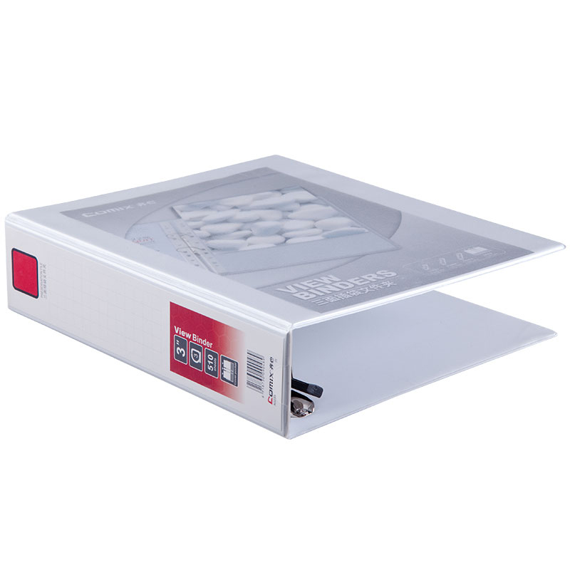 齐心(COMIX) A0235 A4 3寸3孔 D型夹 容纸量51mm 易展示 美式三面插袋 文件夹 白 单位：个高清大图