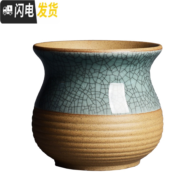 三维工匠蝴蝶兰专用花盆陶瓷哥窑粗陶小号君子兰多肉植物盆栽小老桩陶土盆 [哥窑8199蓝色-铁线] 中等花盆容器高清大图