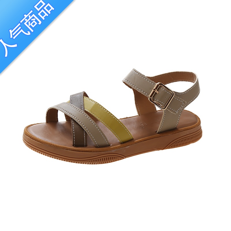 SUNTEK沙滩凉鞋女2023年新款平底一字扣带舒适休闲女鞋时尚百搭软底夏季高清大图