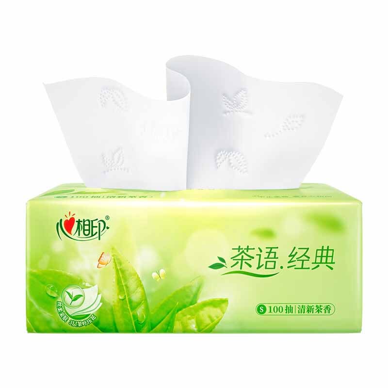 心相印抽纸茶语经典淡茶香家用软抽3层100抽*2包DT5100