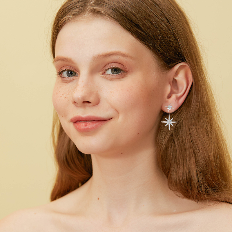 apmmonaco六芒星耳钉不对称耳环925纯银轻奢小众耳饰生日情人节送女友