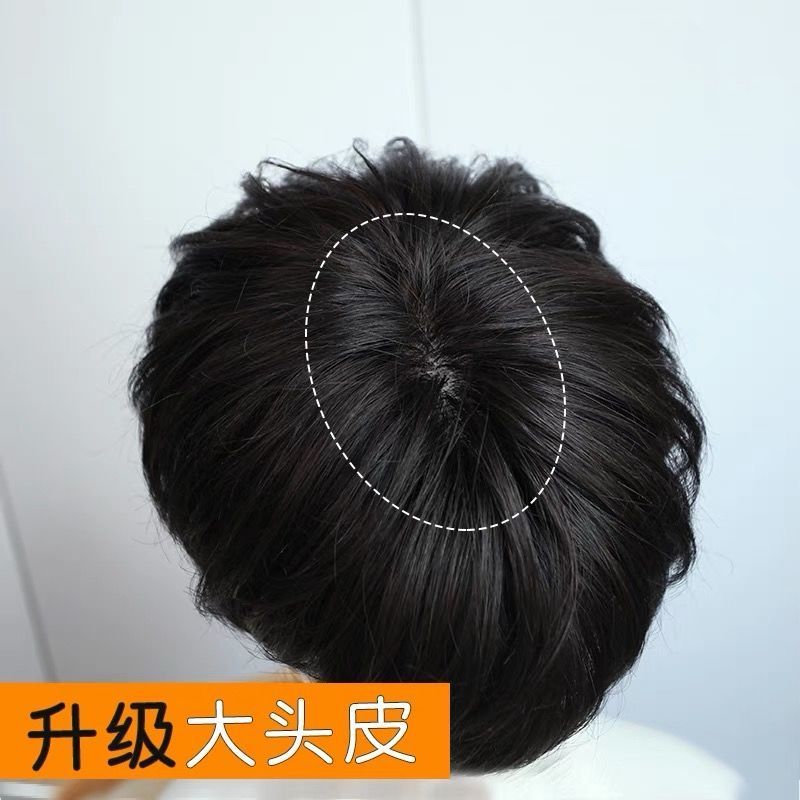 短直发逼真自然学生发型蓬松透气整顶假发头套黑色鳗鱼头一片式假发