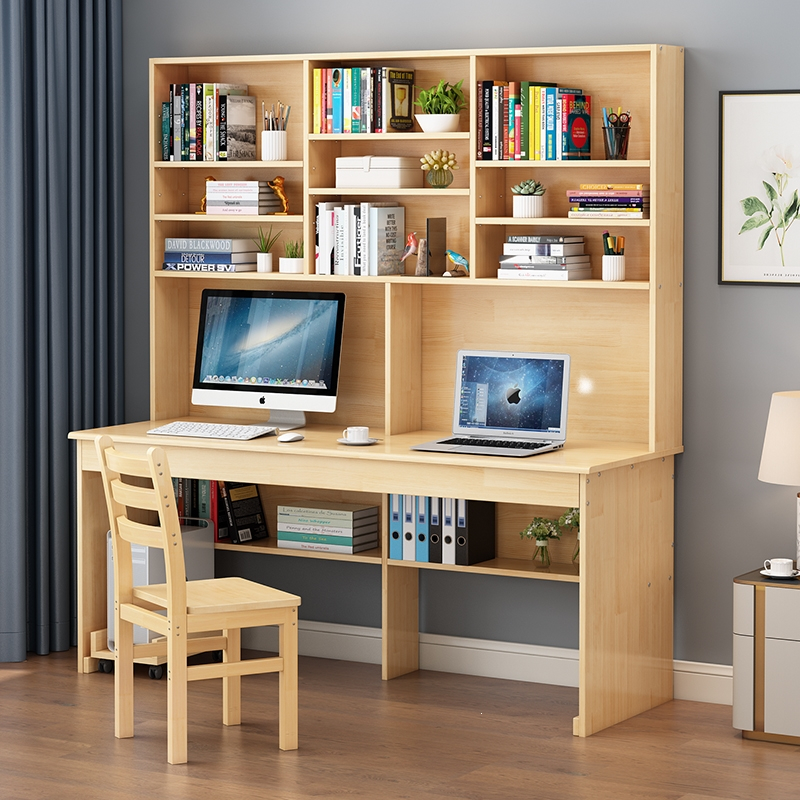 迪玛森实木书桌书架组合家用带书柜一体简约经济型电脑桌书台学生