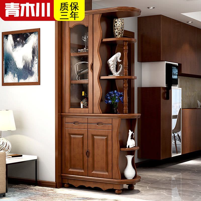 青木川 中式实木间厅柜双面客厅家用进门口入户门厅柜玄关柜 酒柜鞋柜一体隔断屏风柜客厅入户进门口小户型装饰柜图片