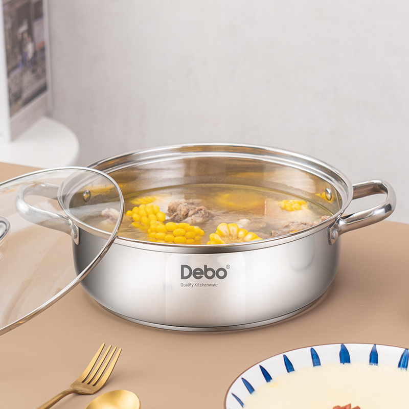 德铂(Debo) 怀亚特不锈钢汤锅 火锅锅具不锈钢汤锅加厚复底家用火锅涮锅燃气电磁炉通用30cm DEP-DS289高清大图