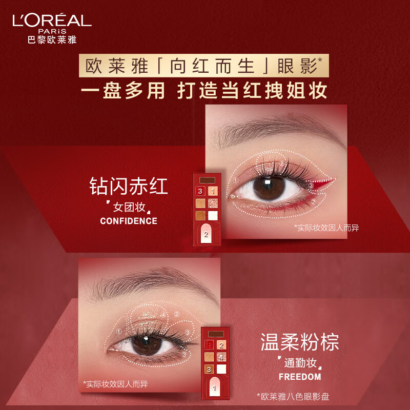 欧莱雅八色眼影盘8.3g当红盘一盘多用妆容百搭易上色七夕礼物送女友高清大图