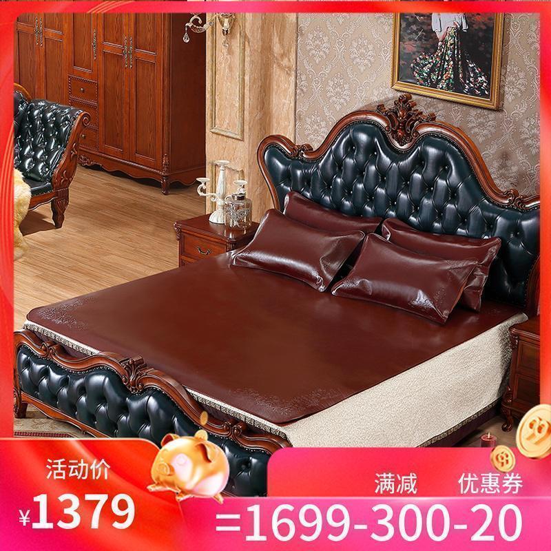 美帮汇【加厚硬席】水牛皮凉席牛皮席子1.5米1.8m床头层软席三件套 国王级超厚5.5MM硬席【无枕套】 2.0*2.2m