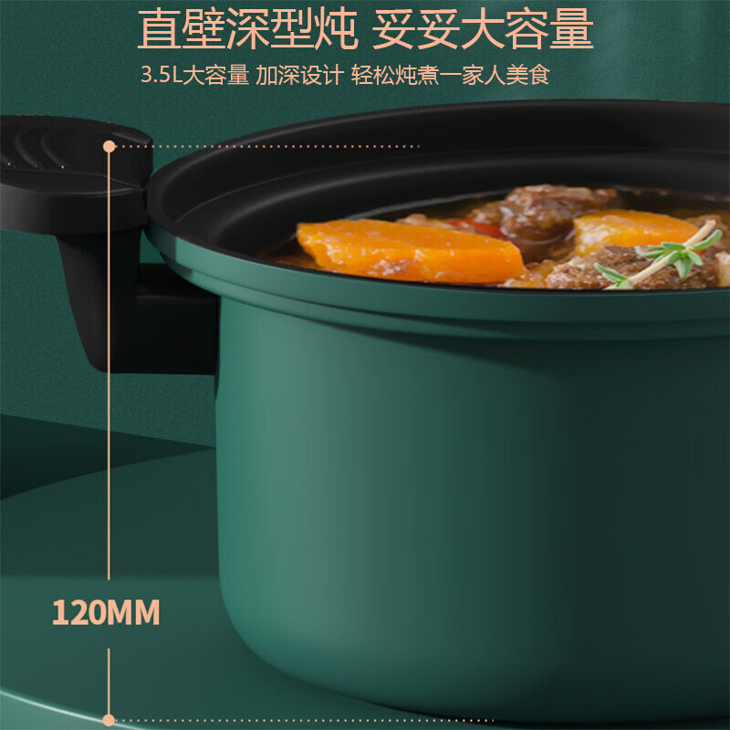艾逸瑶选复古绿巴尔加斯24CM智能微压锅CJ-21010快速烹饪多功能安全省心一锅多用健康美味高清大图