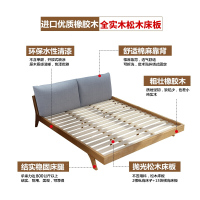 北欧实木床1.5m1.8米日式橡木婚床主卧双人床组合现代简约家具白色实木床+乳胶床垫*床头柜*2