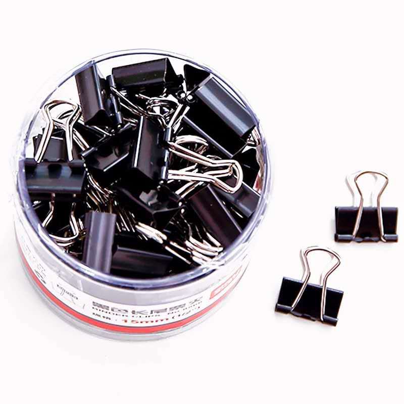得力6#筒装黑色长尾票夹(15mm/60pcs) 8566图片