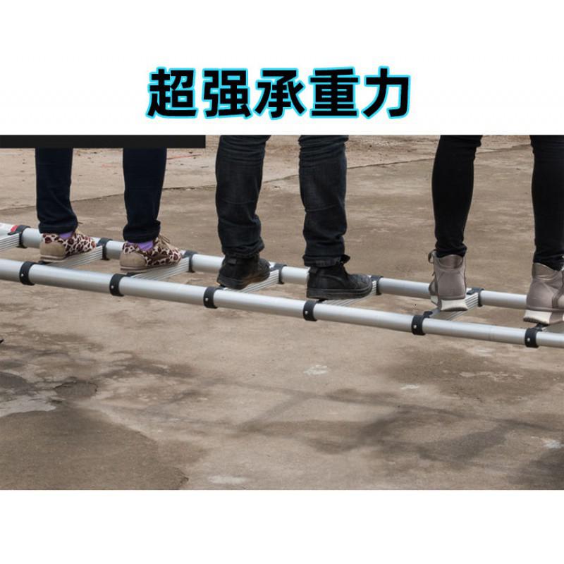 伸缩式梯子加粗铝合金便利节梯家用直梯安全工程梯带钩爬梯阁楼梯 三维工匠 直梯6.1米特厚带钩带平衡杆*德标家用梯高清大图