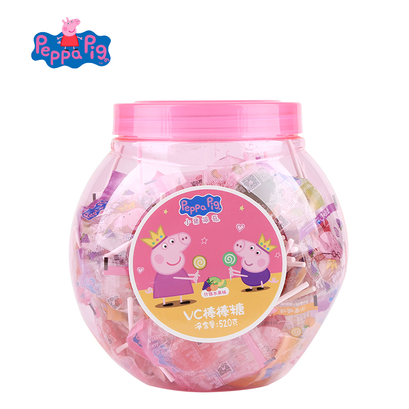 小猪佩奇PeppaPigVC棒棒糖520g 桶装 儿童零食