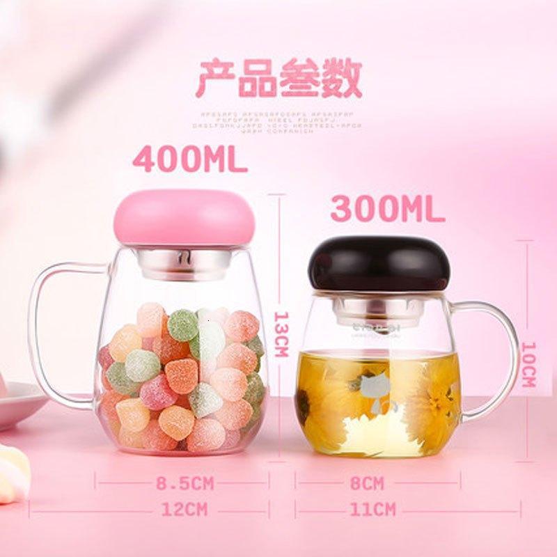 玻璃杯办公室女水杯创意花茶杯便携可爱泡茶随手柠檬杯子带盖多色多款生活日用家庭清洁生活日用家居器皿水具/水杯