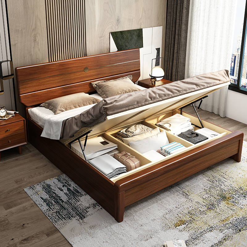 李府家缘实木床胡桃木双人床简约卧室大床婚床质感品质型实木床18米高