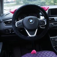汽车方向盘套夏季毛绒把套韩国可爱创意通用现代大众日产科鲁兹