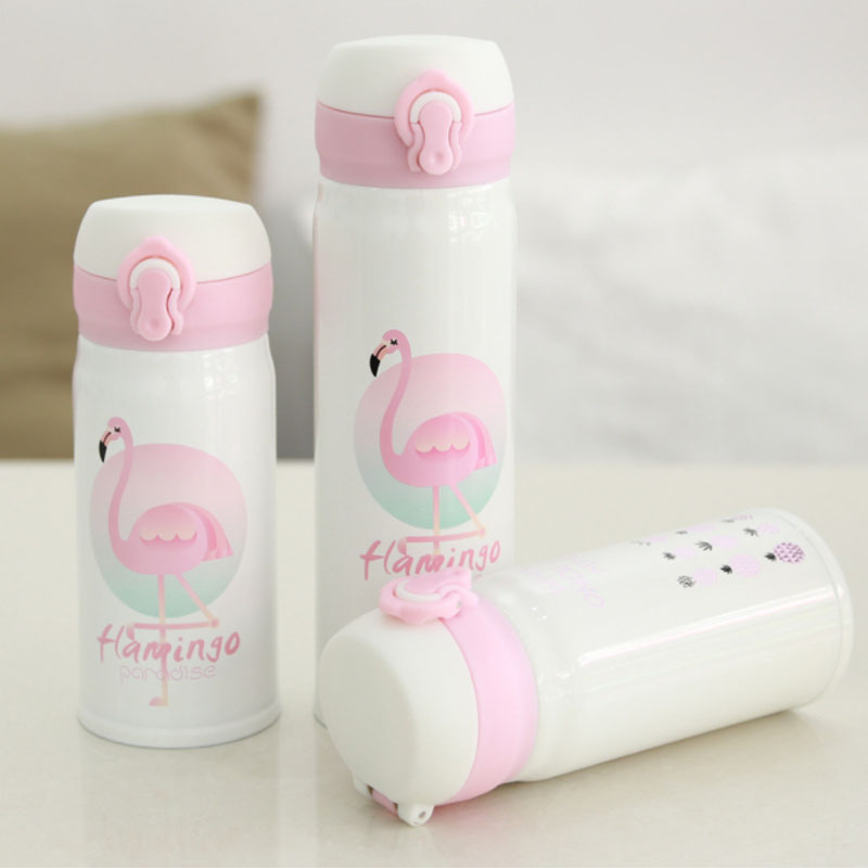 火烈鸟弹扣不锈钢保温杯高清大图